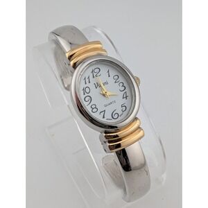 Vivani Watch Women 21mm‎ Case Two Tone Hinge Bangle Band- New Battery
